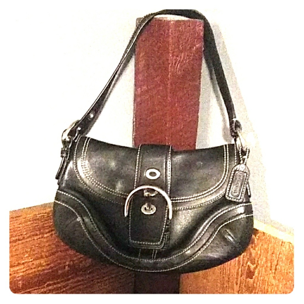 Black Leather Coach Hobo Bag